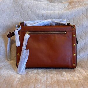 Fossil Allie Satchel in Tan Leather